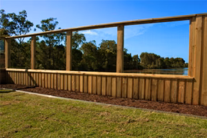 Canal Fence Glass Inserts in Lapped and Capped 1800high Timber (Inside View)