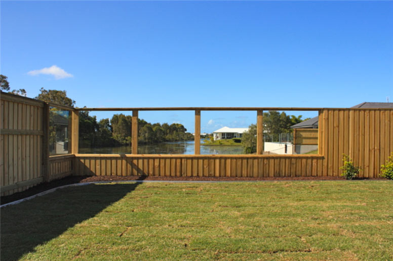 Canal Fence Glass Inserts in Lapped and Capped 1800high Timber (Inside View)