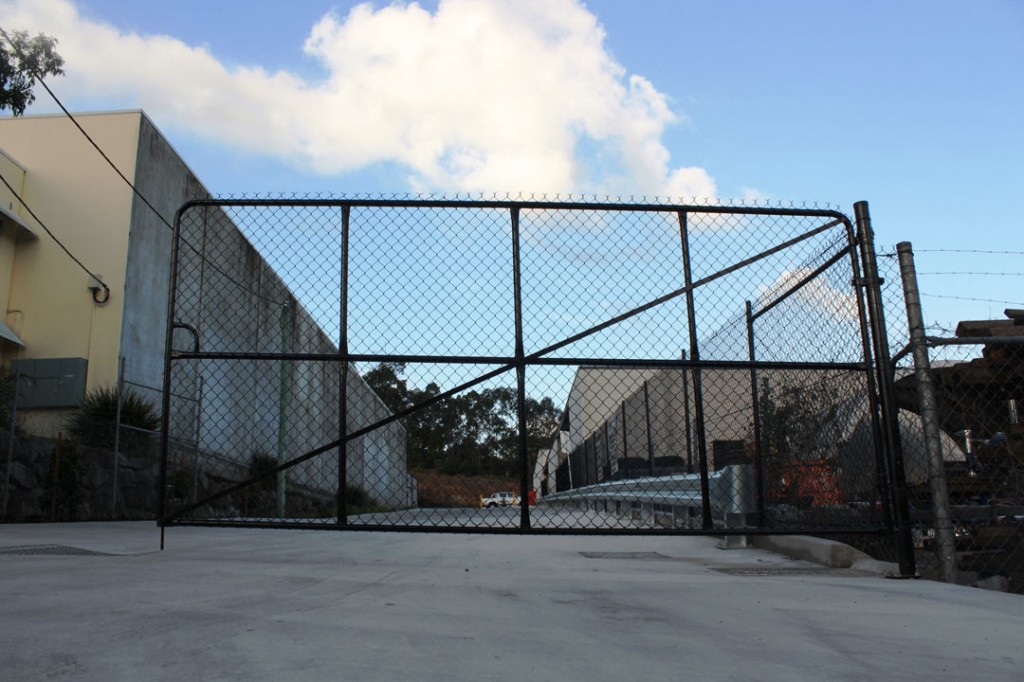 Powder coated black PVC double swing gate at Abarent Kunda Park