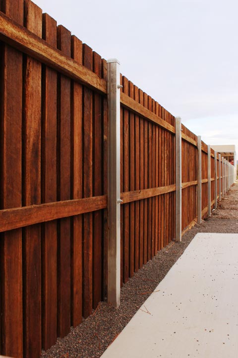 IGA Yandina Lapped Pine timber fence with steel posts